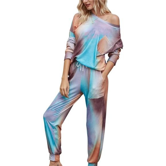 Women's Tie Dye Long Sleeve Pajamas/Loungewear - Picture 5 of 5